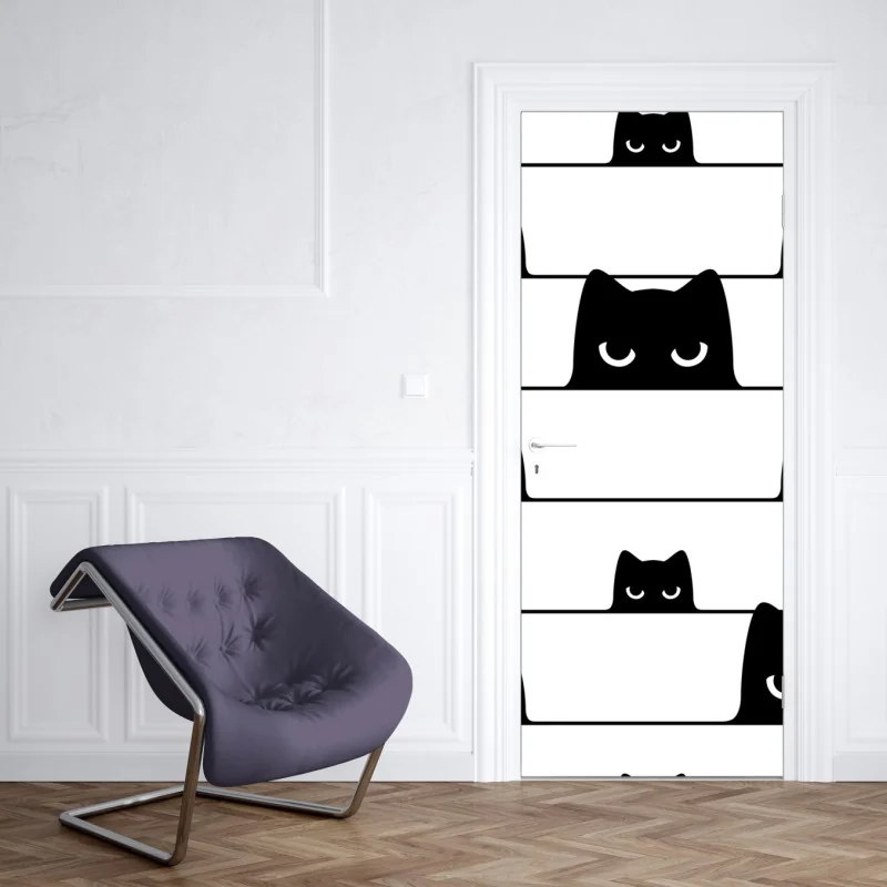 Naklejka na drzwi wiosenna łąka pod błękitnym niebem – Wallissimo®