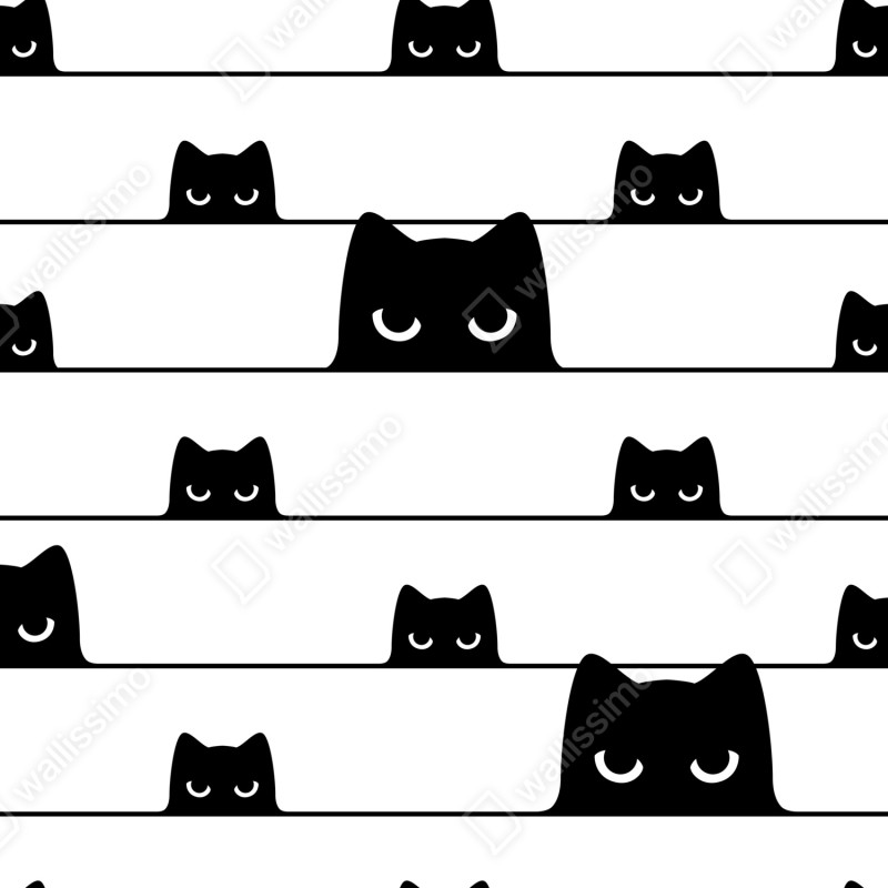 Naklejka na drzwi figlarne koty wyglądające zza pasków – Wallissimo® Naklejka na drzwi figlarne koty wyglądające zza pasków – Wallissimo®