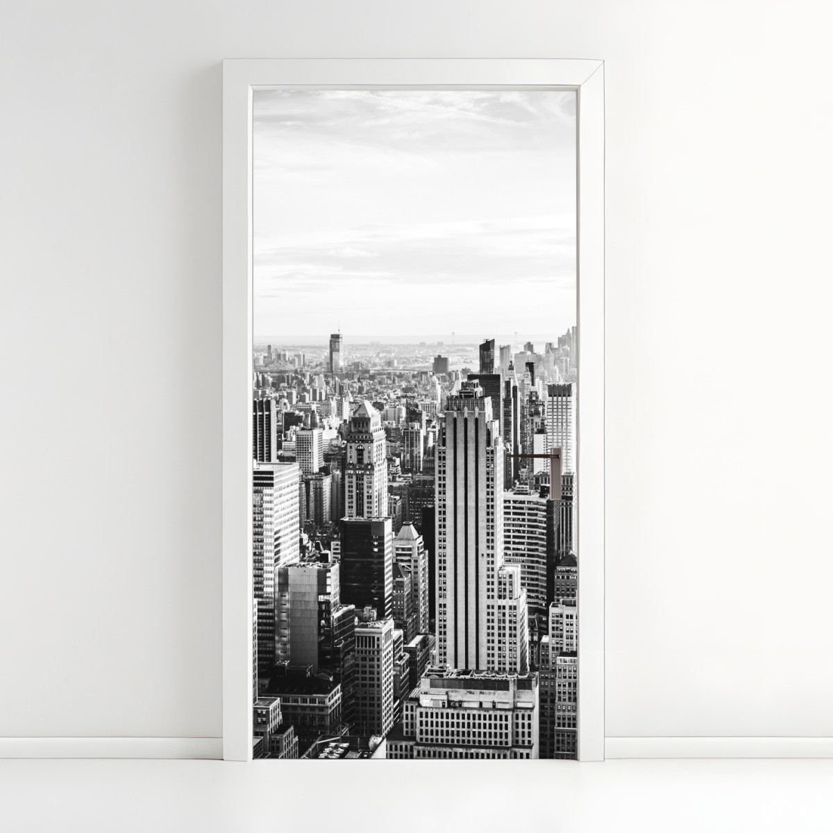 Door sticker New York skyline in monochrome