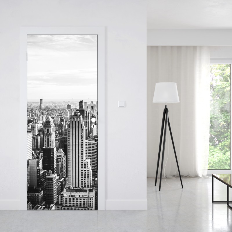 Naklejka na drzwi Nowy Jork panorama w odcieniach szarości – Wallissimo® Naklejka na drzwi Nowy Jork panorama w odcieniach szarości – Wallissimo®