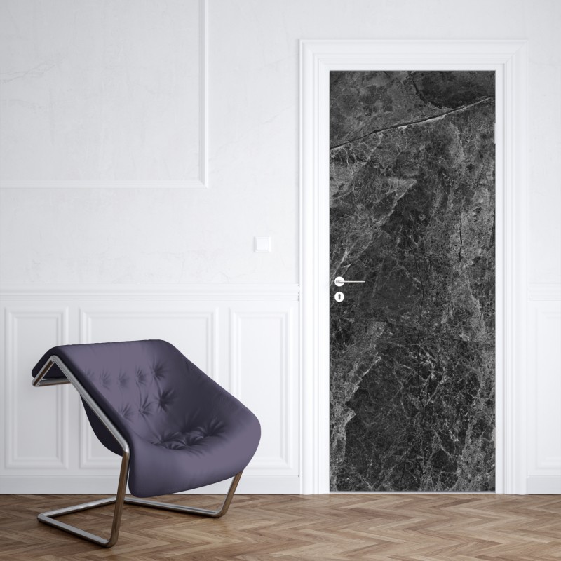 Naklejka na drzwi ciemna faktura marmuru – Wallissimo® Naklejka na drzwi ciemna faktura marmuru – Wallissimo®