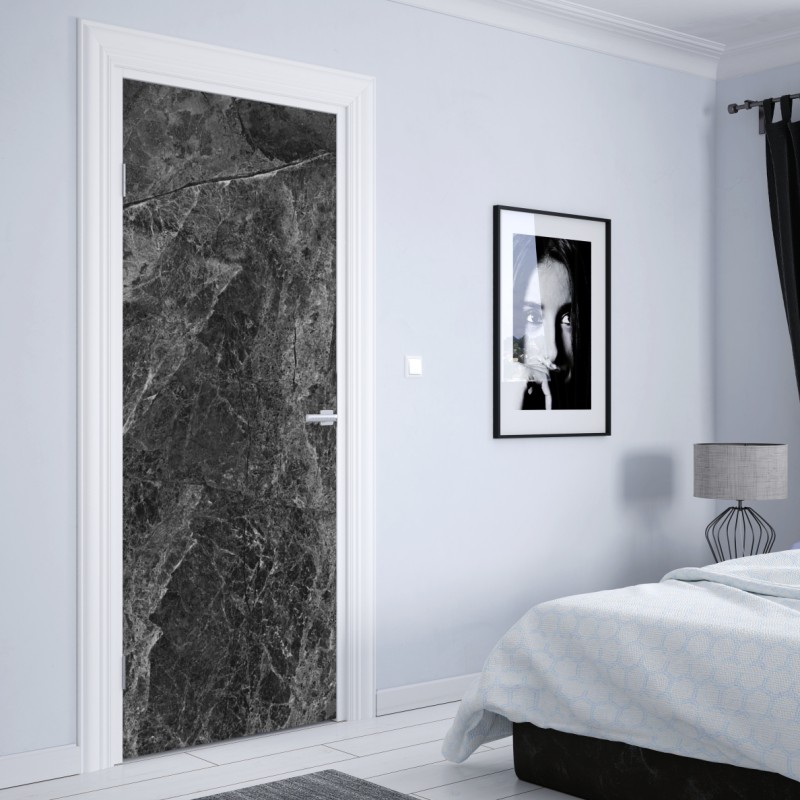 Naklejka na drzwi ciemna faktura marmuru – Wallissimo® Naklejka na drzwi ciemna faktura marmuru – Wallissimo®