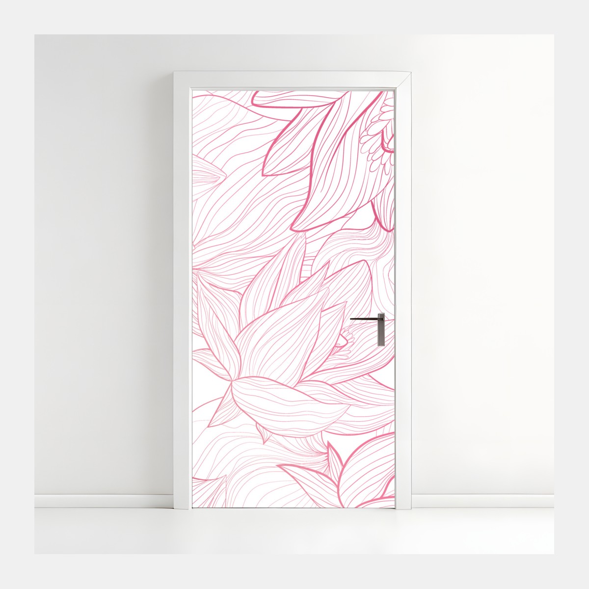 Door sticker blush pink floral line art