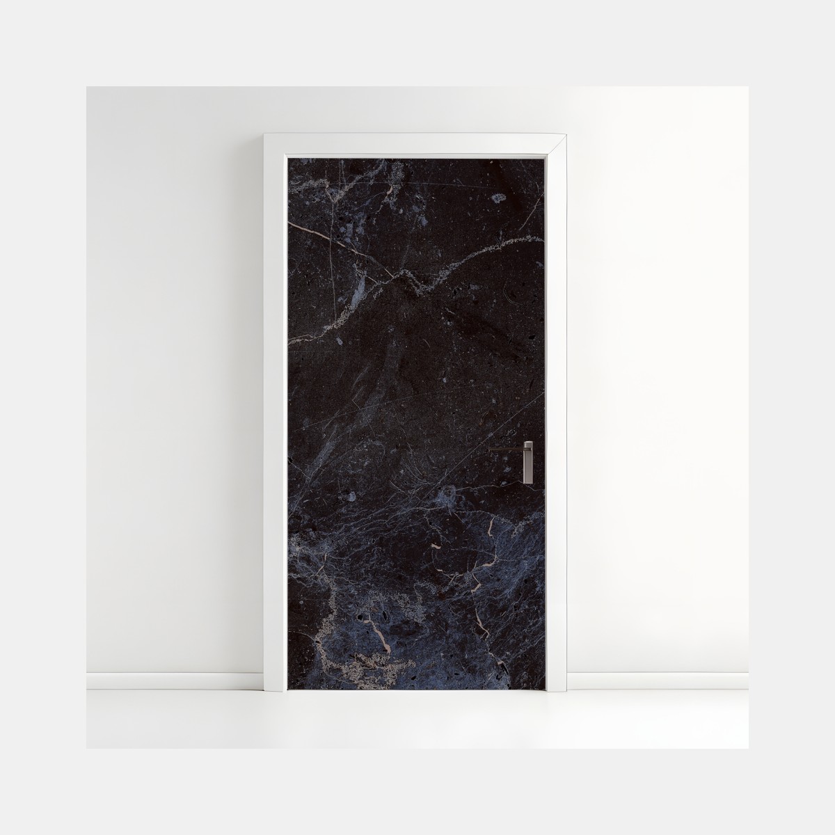 Door sticker dark marble texture with blue veins