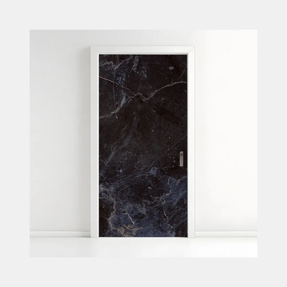 Naklejka na drzwi ciemna faktura marmuru z niebieskimi żyłkami – Wallissimo® Naklejka na drzwi ciemna faktura marmuru z niebieskimi żyłkami – Wallissimo®