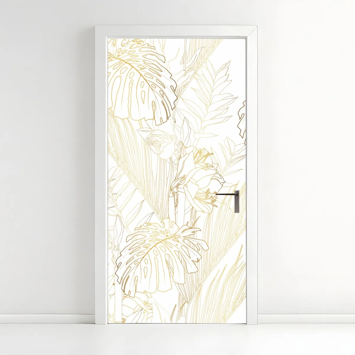 Naklejka na drzwi złote tropikalne liście – Wallissimo® Naklejka na drzwi złote tropikalne liście – Wallissimo®