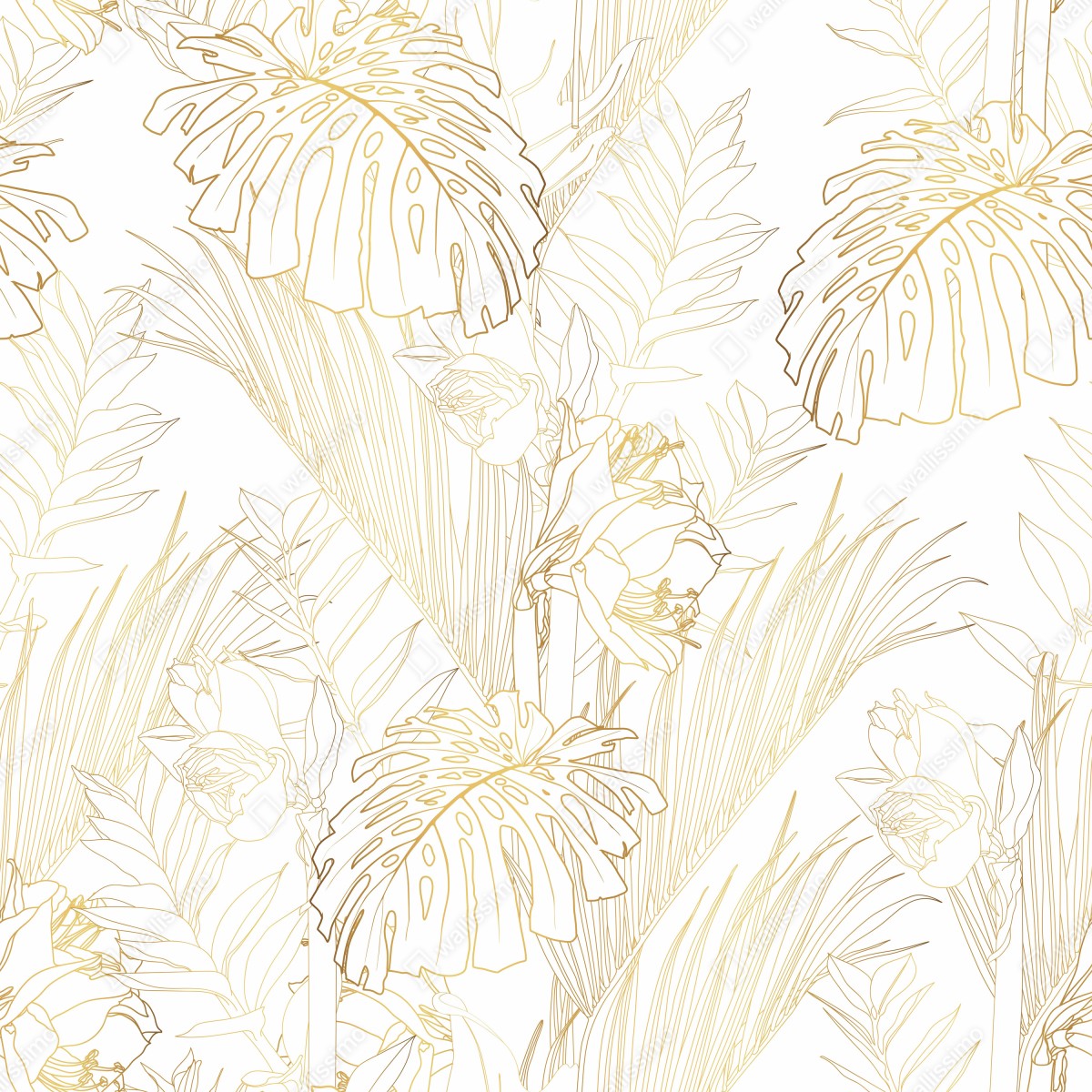 Naklejka na drzwi złote tropikalne liście – Wallissimo® Naklejka na drzwi złote tropikalne liście – Wallissimo®