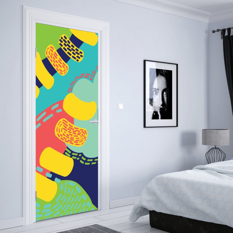 Naklejka na drzwi żywy abstrakcyjny wzór – Wallissimo® Naklejka na drzwi żywy abstrakcyjny wzór – Wallissimo®