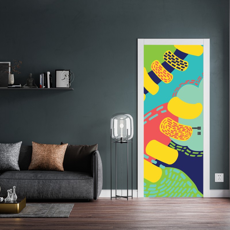 Naklejka na drzwi żywy abstrakcyjny wzór – Wallissimo® Naklejka na drzwi żywy abstrakcyjny wzór – Wallissimo®