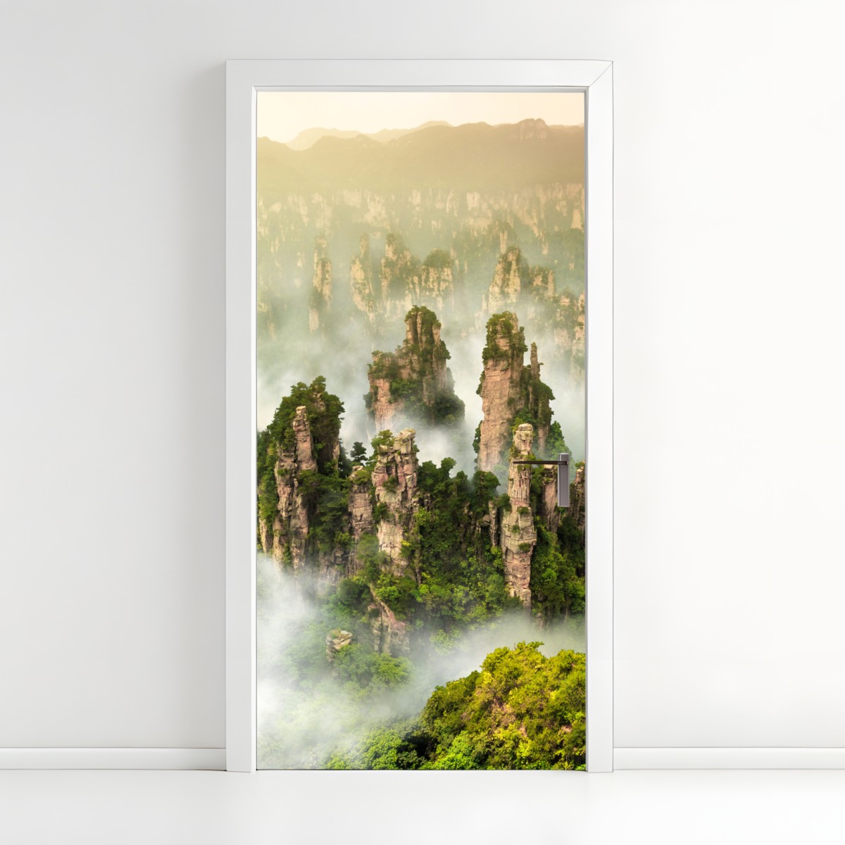 Door sticker misty pillars of Zhangjiajie