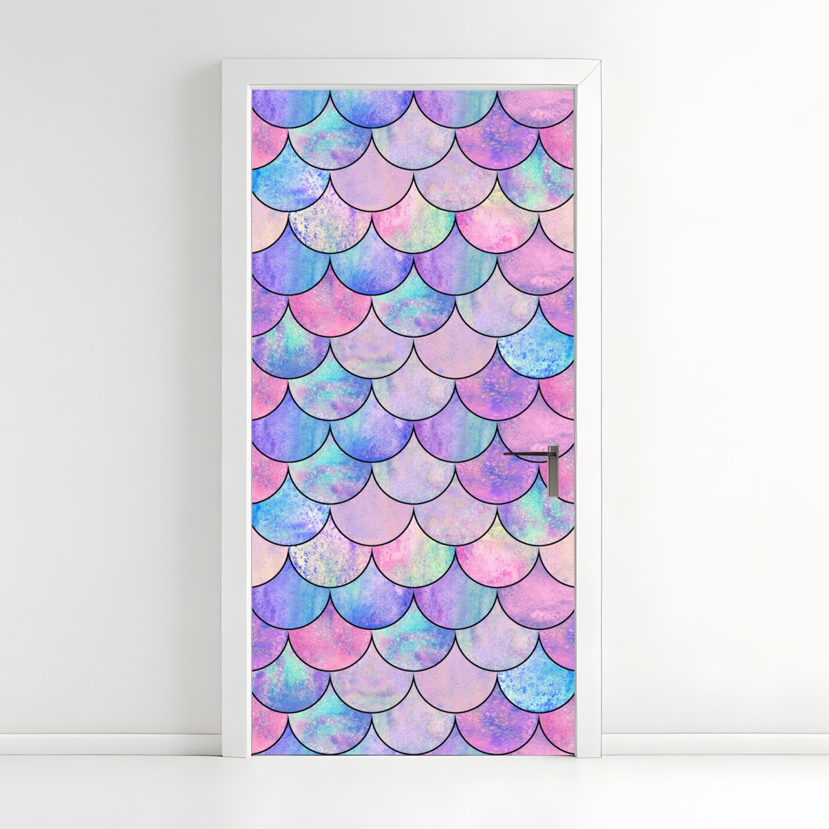 Door sticker pastel mermaid scales pattern