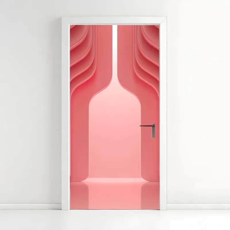 Naklejka na drzwi nowoczesne luksusowe wnętrze w odcieniach koralowego różu