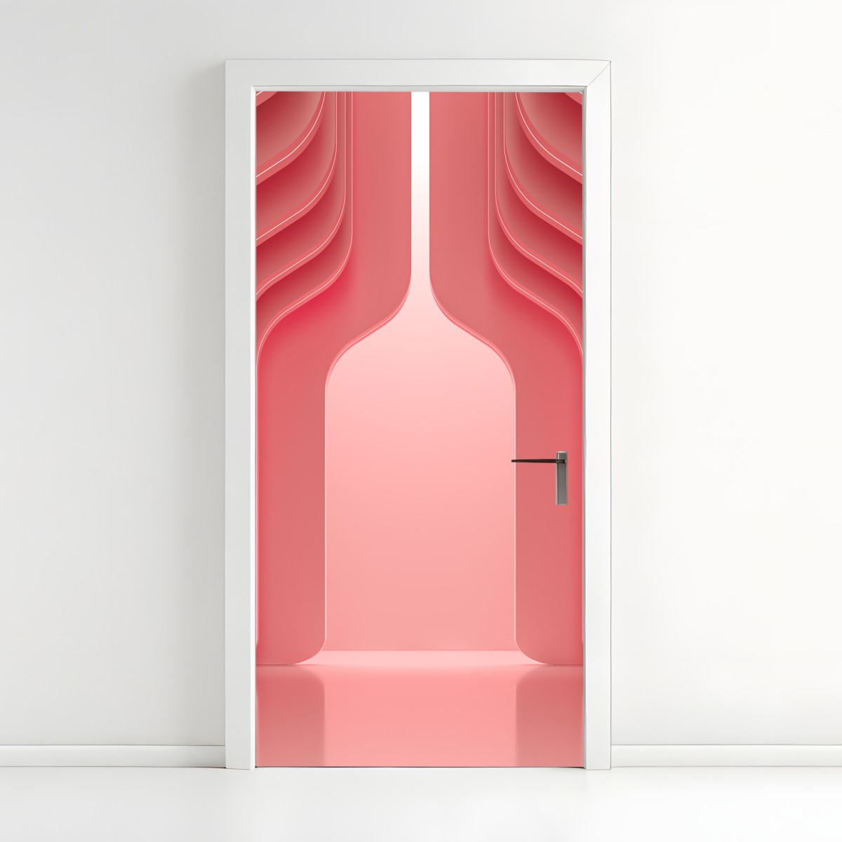 Door sticker coral pink curved archway abstract