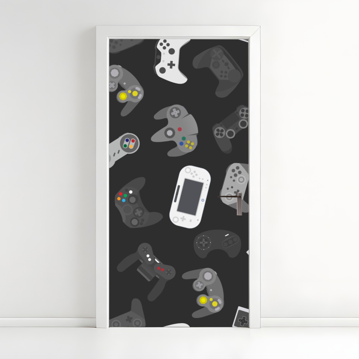 Door sticker retro gaming controllers pattern