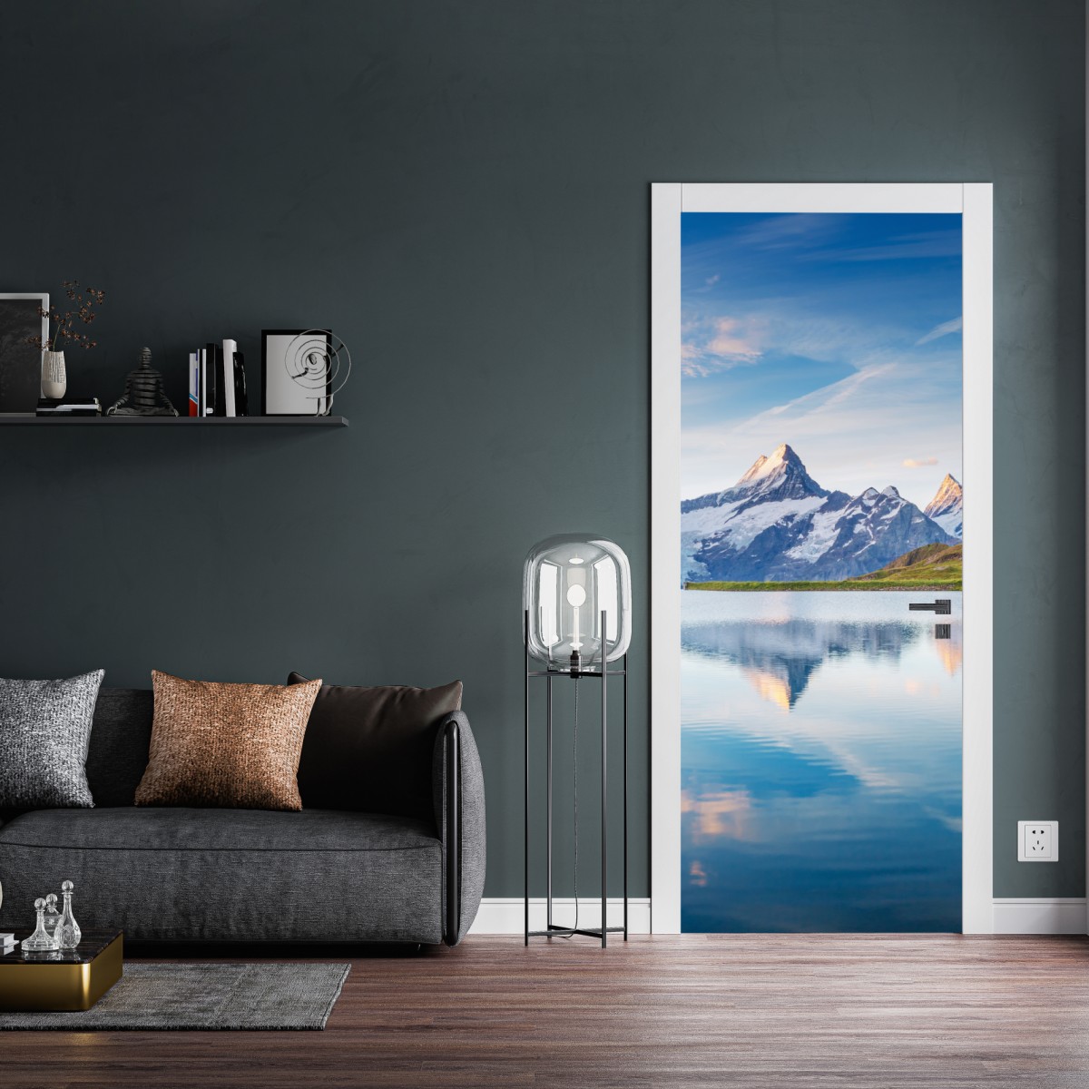 Naklejka na drzwi majestatyczne odbicie Alp przy Bachalpsee – Wallissimo® Naklejka na drzwi majestatyczne odbicie Alp przy Bachalpsee – Wallissimo®