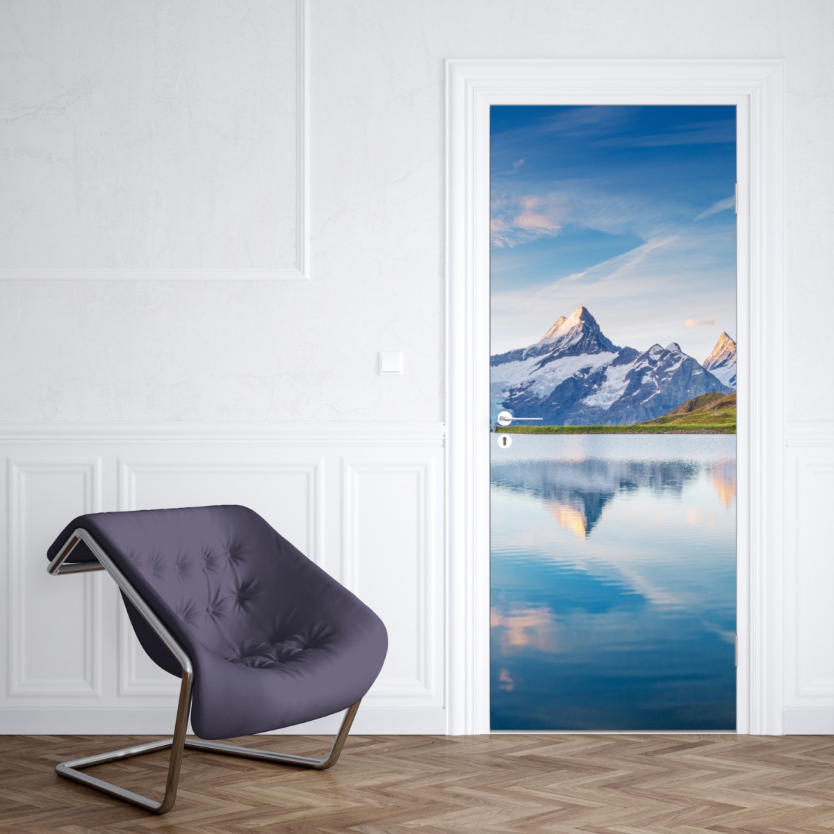 Naklejka na drzwi majestatyczne odbicie Alp przy Bachalpsee – Wallissimo® Naklejka na drzwi majestatyczne odbicie Alp przy Bachalpsee – Wallissimo®