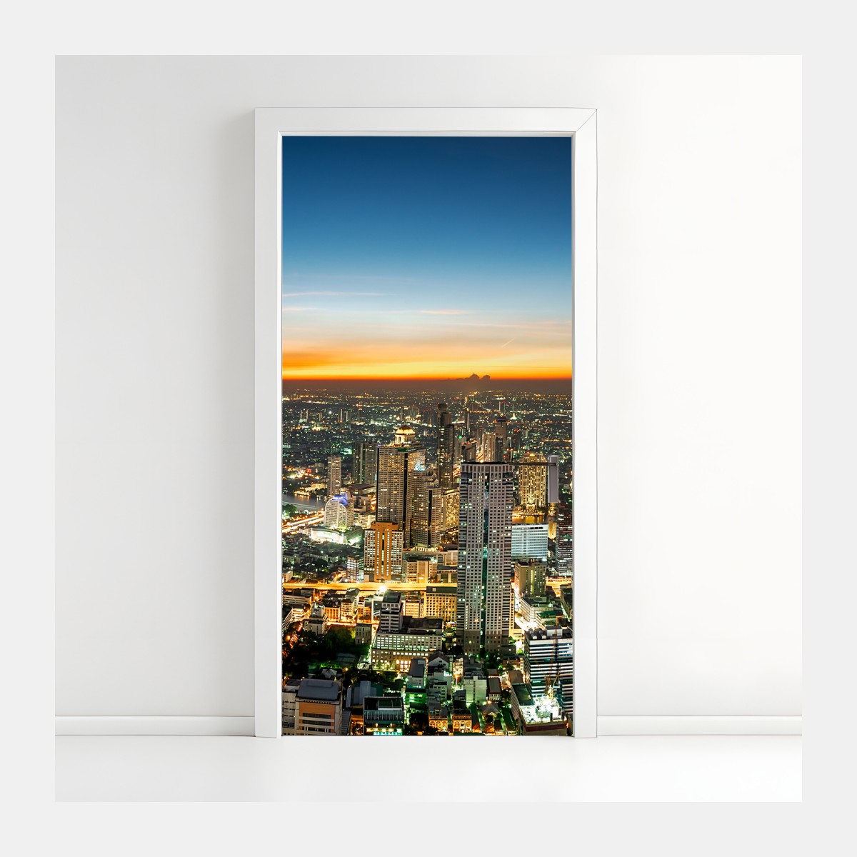 Door sticker Bangkok skyline at dusk