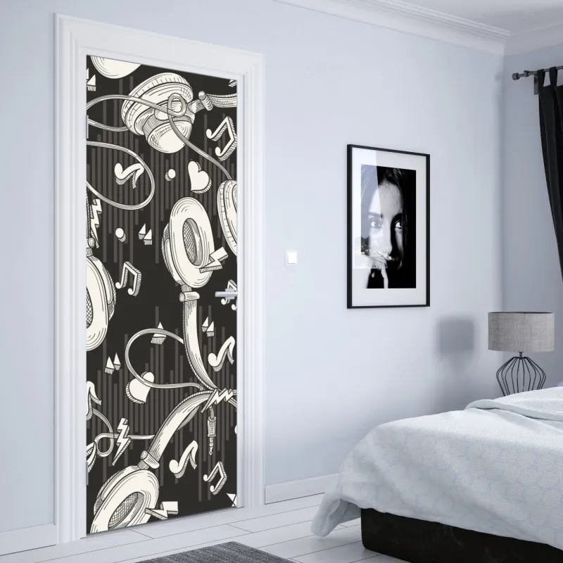 Naklejka na drzwi turkusowy geometryczny motyw łezki – Wallissimo®