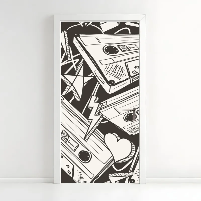 Naklejka na drzwi odważny geometryczny wzór na ścianę – Wallissimo®