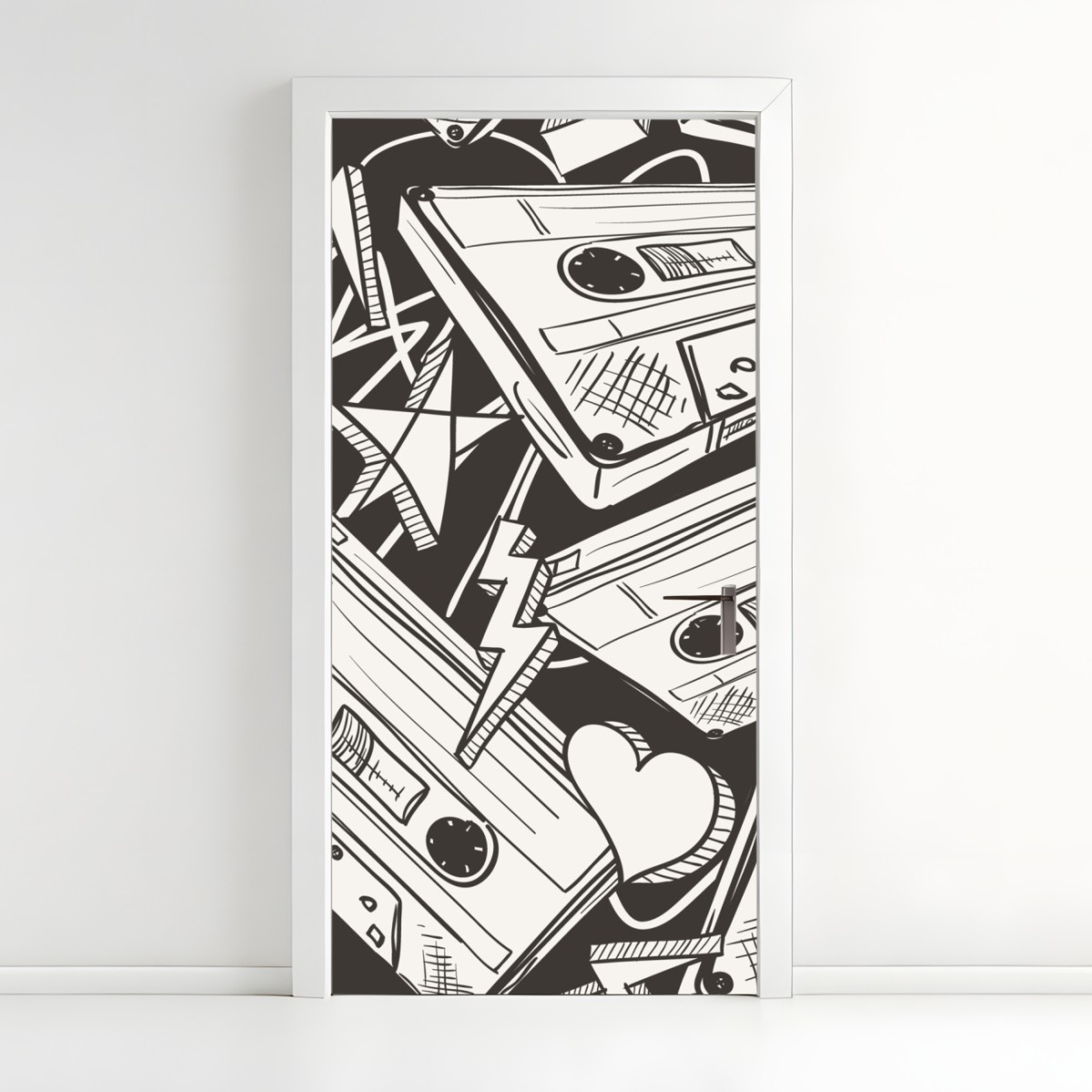 Door sticker vintage cassette tape pattern