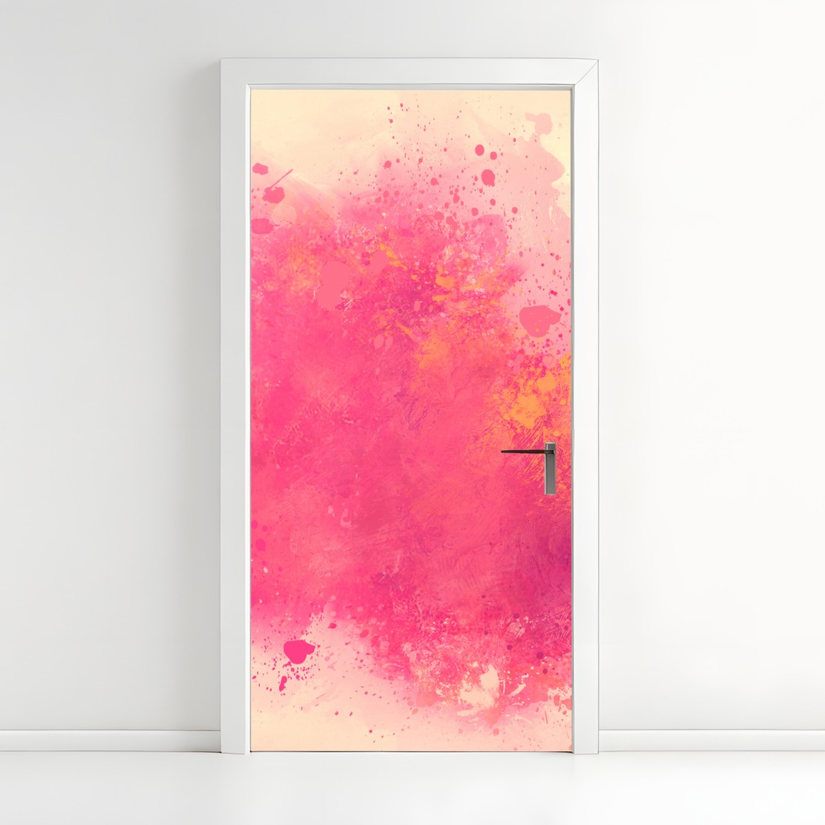 Door sticker vibrant pink watercolor splash