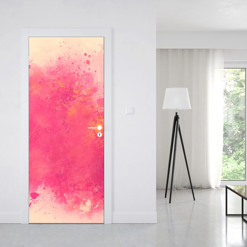Naklejka na drzwi żywa różowa akwarelowa plama – Wallissimo® Naklejka na drzwi żywa różowa akwarelowa plama – Wallissimo®