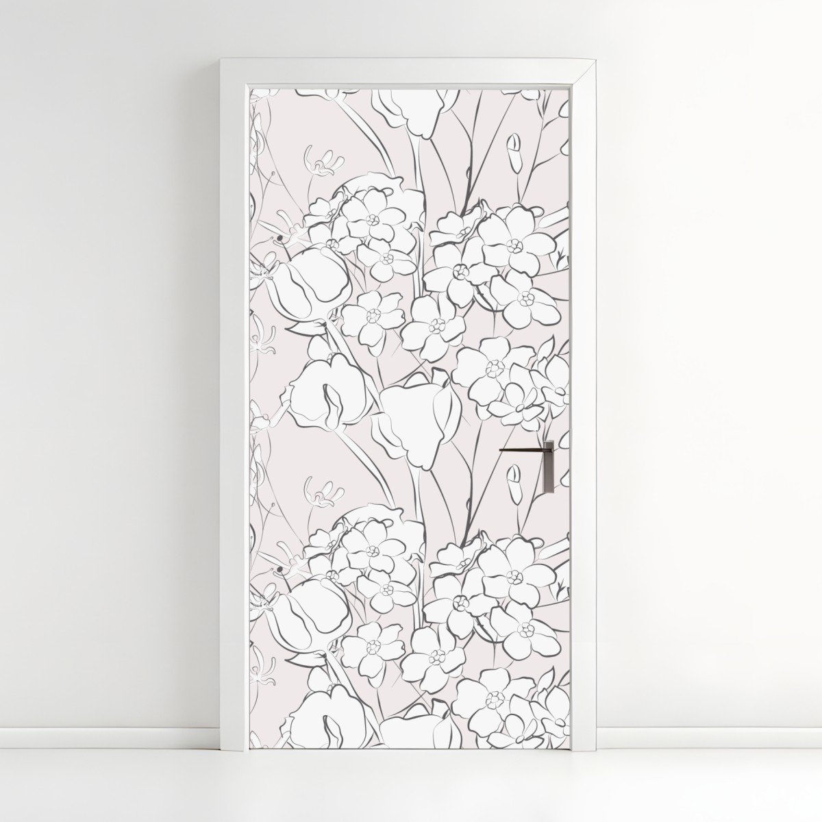 Door sticker delicate pastel floral design