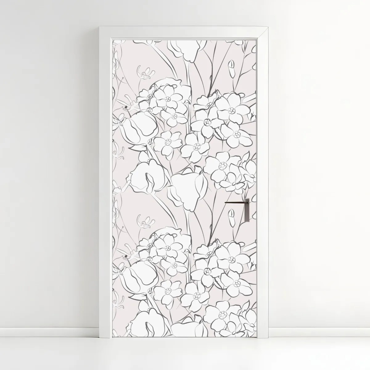Naklejka na drzwi delikatny pastelowy motyw kwiatowy – Wallissimo® Naklejka na drzwi delikatny pastelowy motyw kwiatowy – Wallissimo®