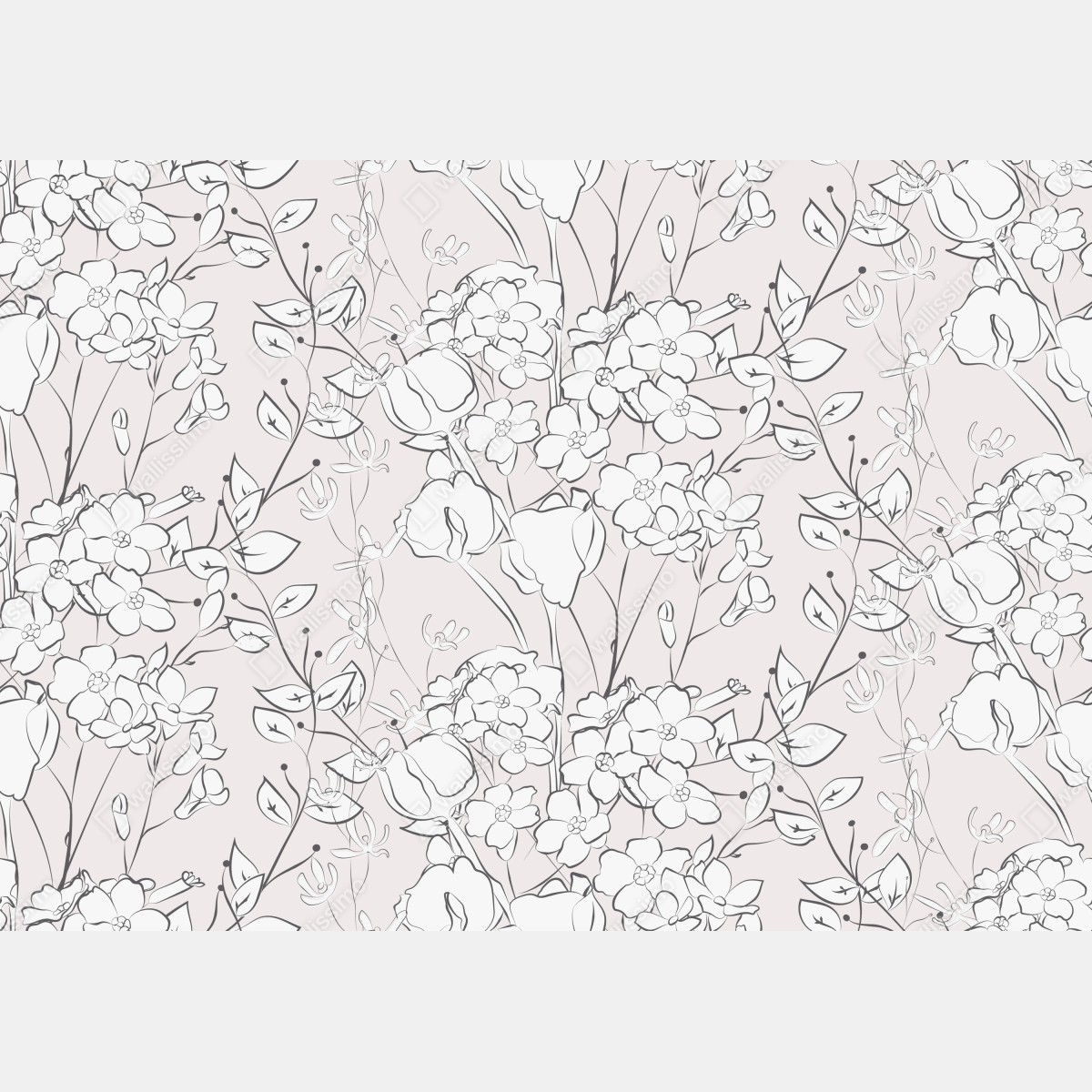 Naklejka na drzwi delikatny pastelowy motyw kwiatowy – Wallissimo® Naklejka na drzwi delikatny pastelowy motyw kwiatowy – Wallissimo®