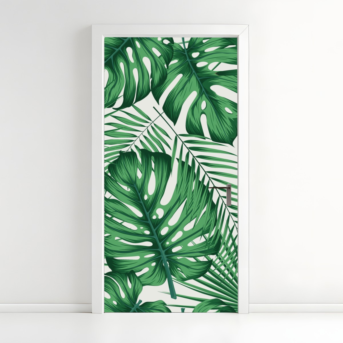 Door sticker tropical monstera and palm leaves pattern