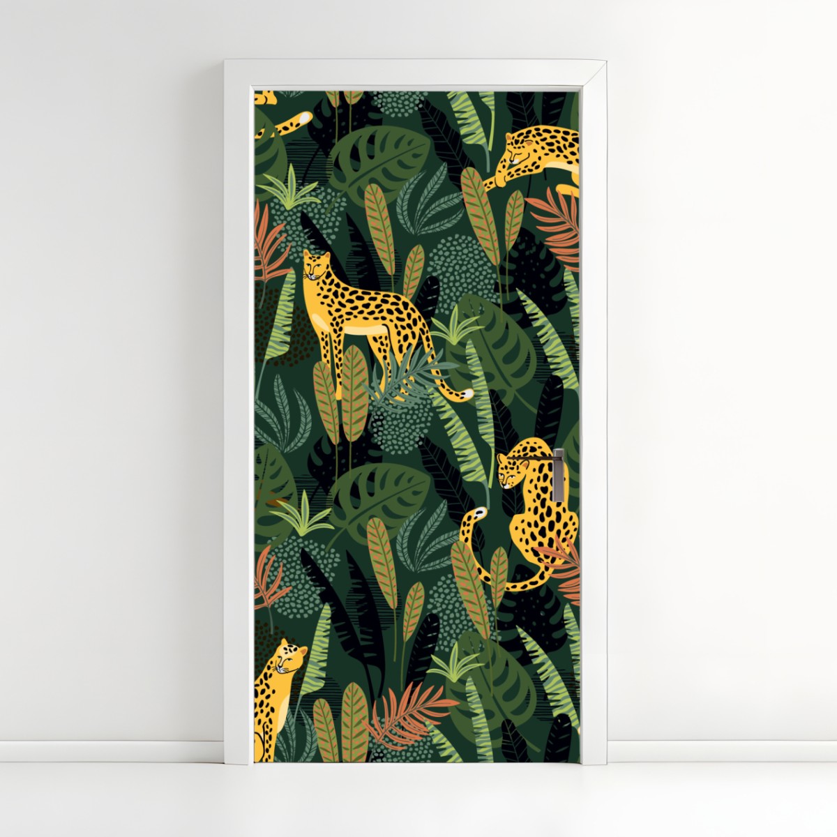 Door sticker tropical leopard jungle pattern