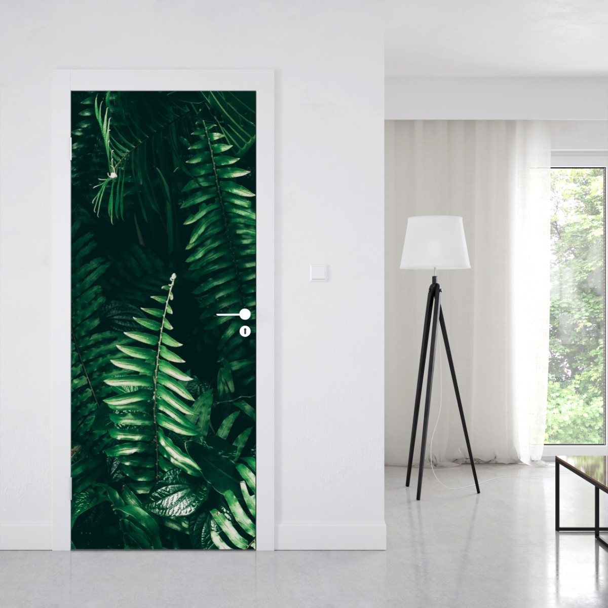 Naklejka na drzwi bujne tropikalne liście – Wallissimo® Naklejka na drzwi bujne tropikalne liście – Wallissimo®