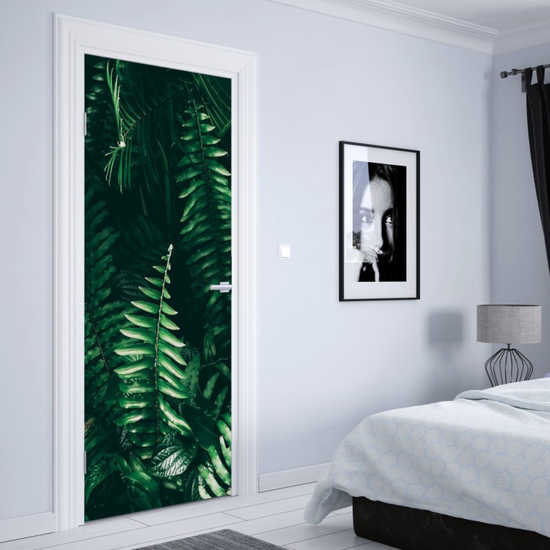 Naklejka na drzwi bujne tropikalne liście – Wallissimo® Naklejka na drzwi bujne tropikalne liście – Wallissimo®