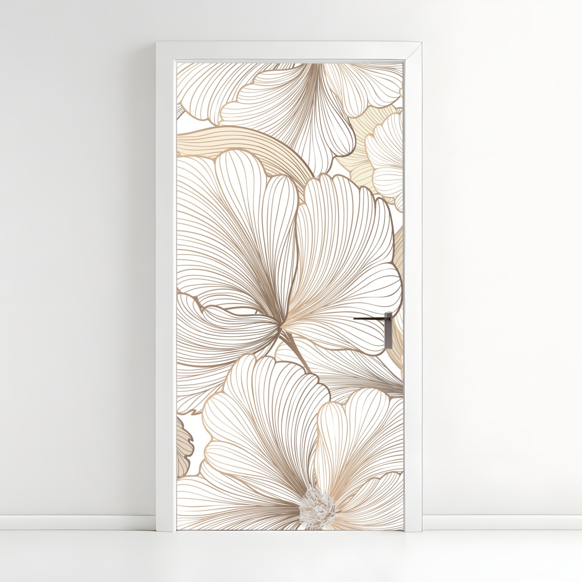 Door sticker delicate beige floral illustration