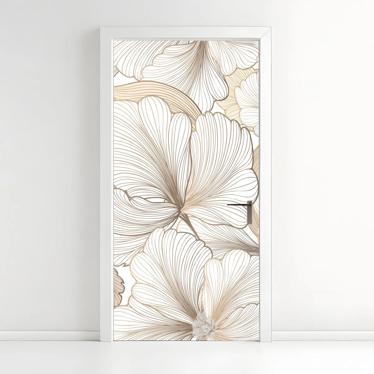 Naklejka na drzwi delikatna beżowa ilustracja kwiatowa – Wallissimo® Naklejka na drzwi delikatna beżowa ilustracja kwiatowa – Wallissimo®