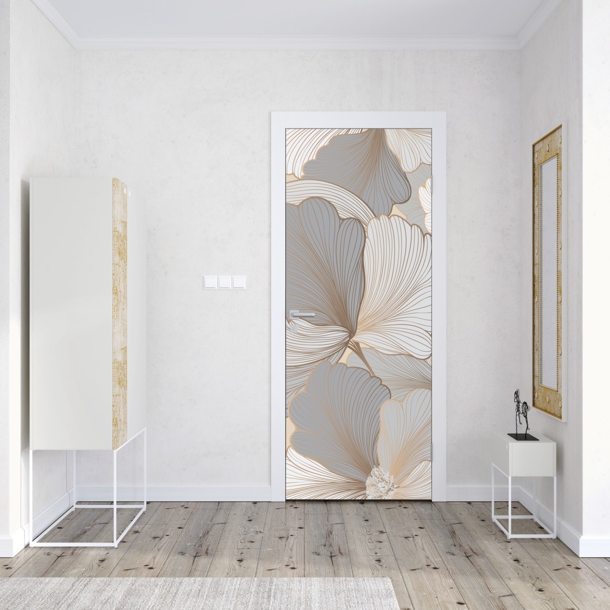 Naklejka na drzwi delikatny pastelowy wzór kwiatowy – Wallissimo® Naklejka na drzwi delikatny pastelowy wzór kwiatowy – Wallissimo®