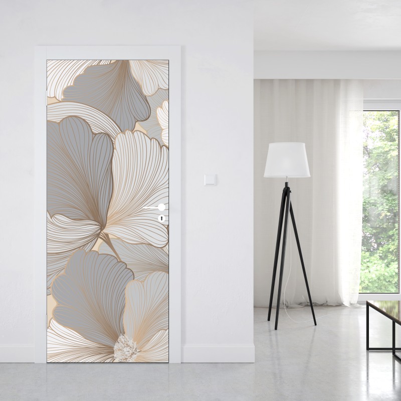 Naklejka na drzwi delikatny pastelowy wzór kwiatowy – Wallissimo® Naklejka na drzwi delikatny pastelowy wzór kwiatowy – Wallissimo®