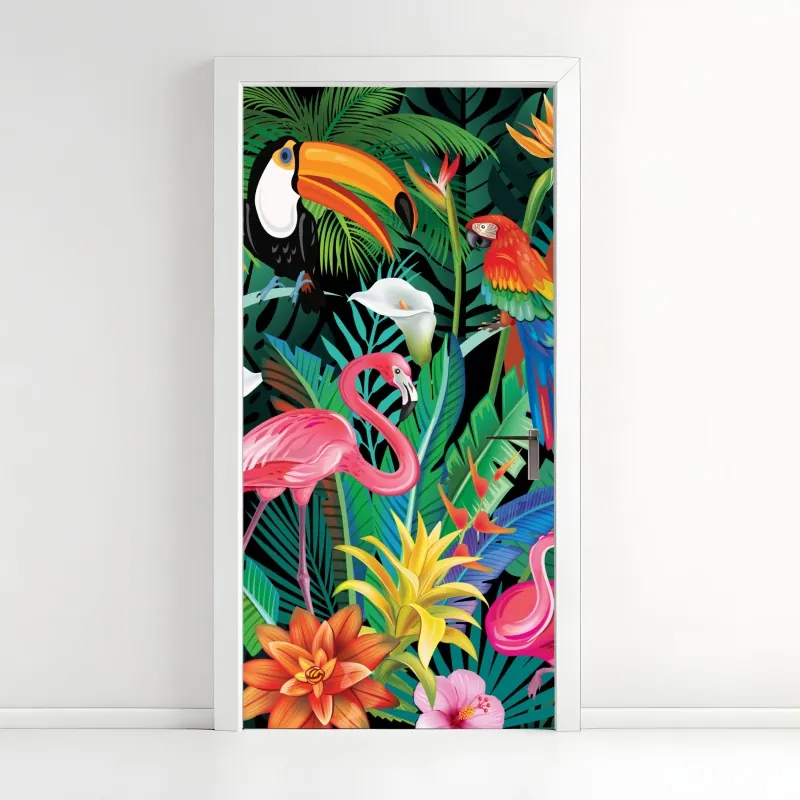 Naklejka na drzwi mglisty leśny szlak – Wallissimo®