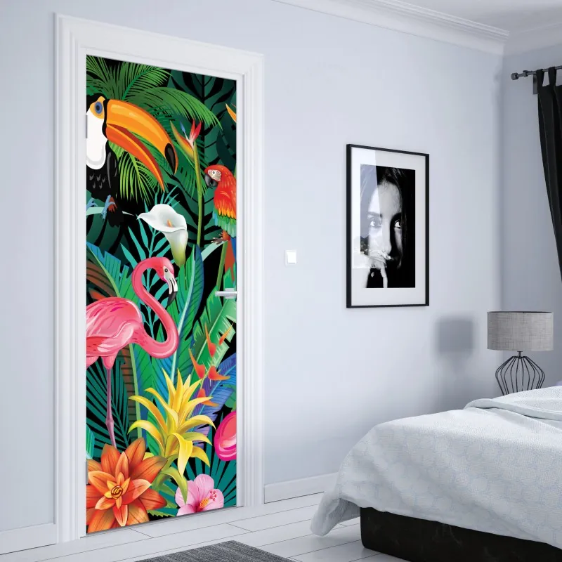 Naklejka na drzwi mglisty leśny szlak – Wallissimo®