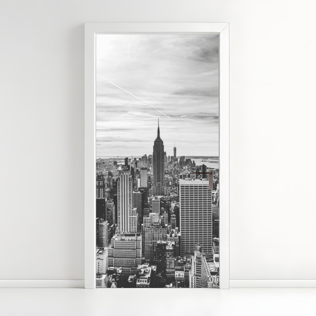 Door sticker New York skyline in grayscale