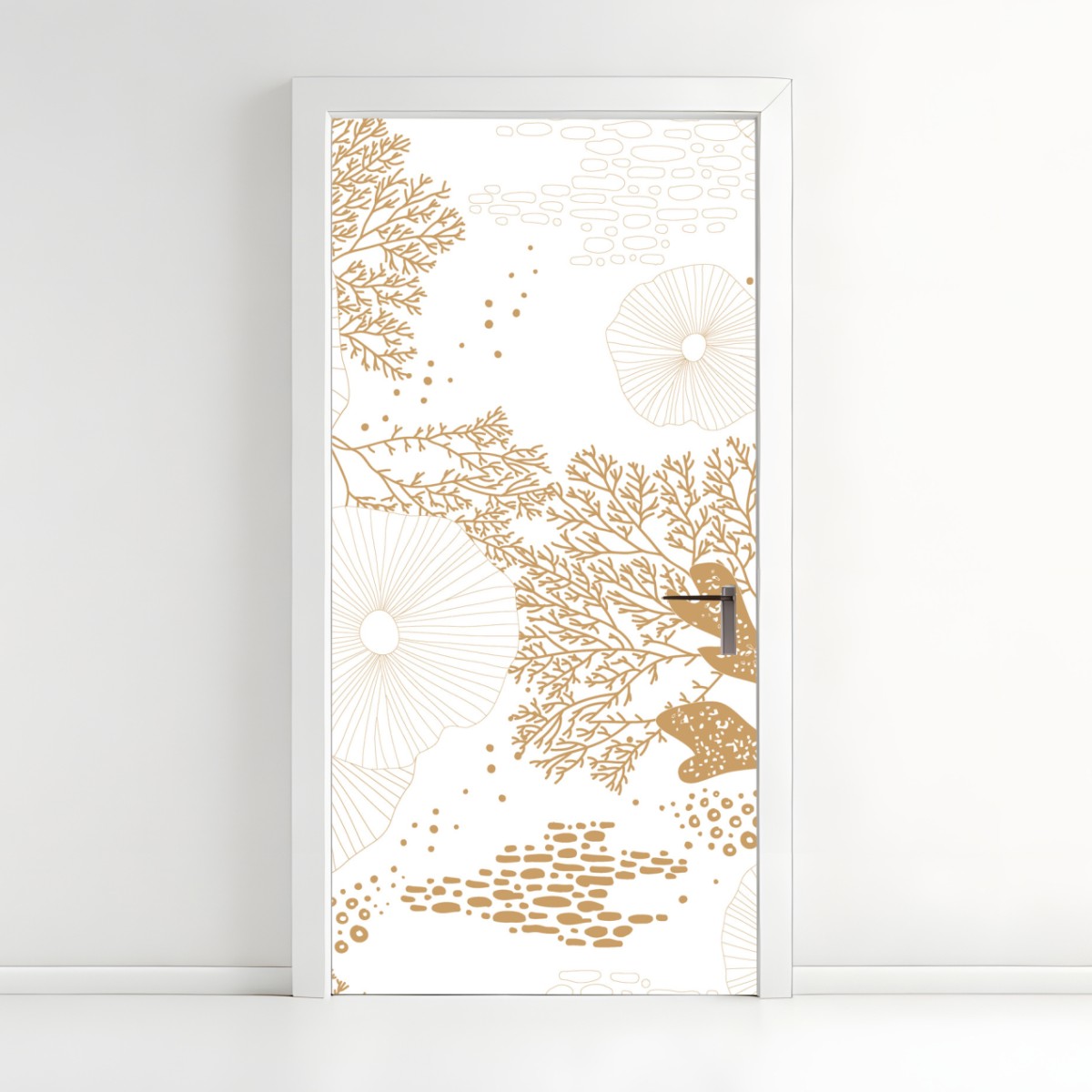 Door sticker delicate golden coral pattern