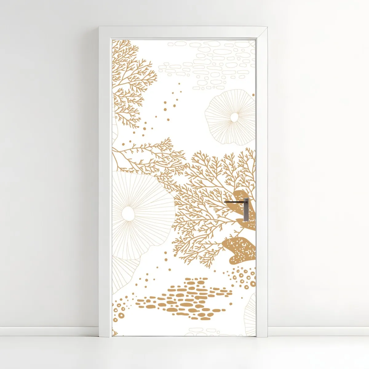 Naklejka na drzwi delikatny złoty wzór koralowy – Wallissimo® Naklejka na drzwi delikatny złoty wzór koralowy – Wallissimo®