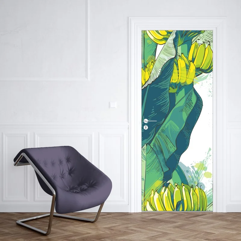 Naklejka na drzwi vintage wzór botaniczny z piwoniami – Wallissimo®