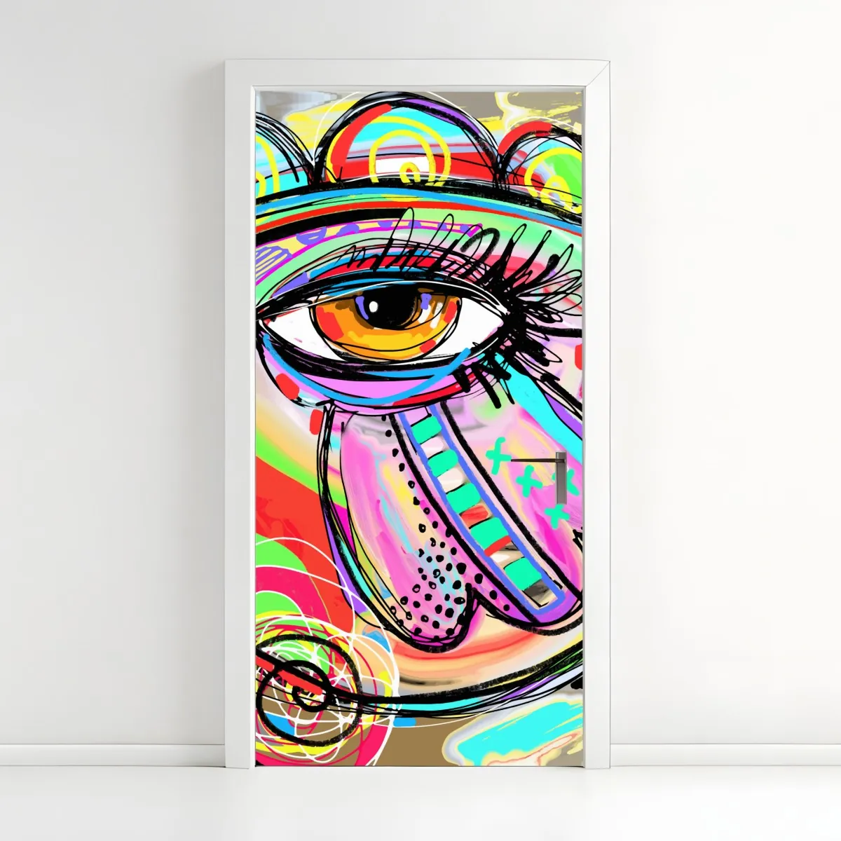 Naklejka na drzwi żywe abstrakcyjne oko w stylu pop art – Wallissimo® Naklejka na drzwi żywe abstrakcyjne oko w stylu pop art – Wallissimo®