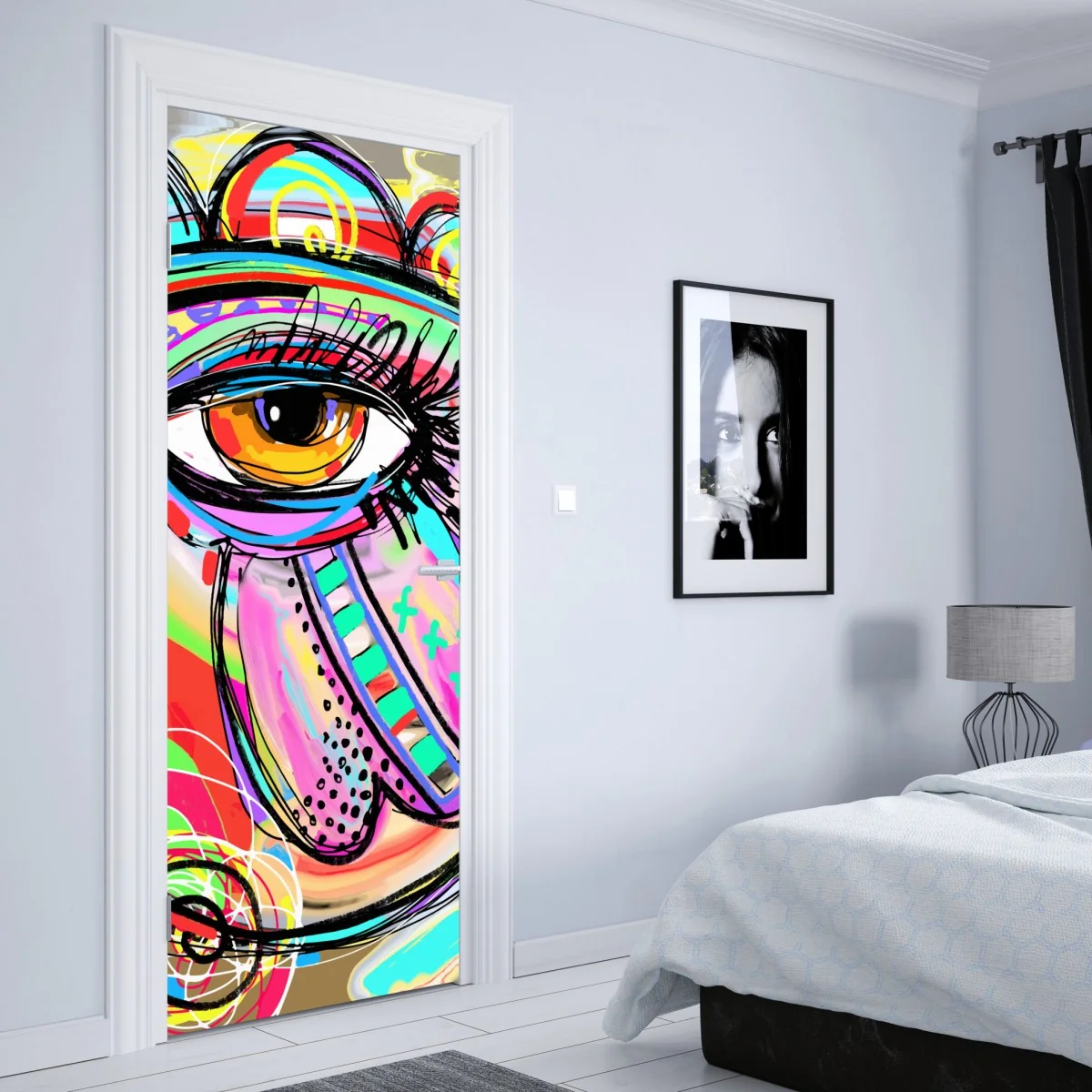 Naklejka na drzwi żywe abstrakcyjne oko w stylu pop art – Wallissimo® Naklejka na drzwi żywe abstrakcyjne oko w stylu pop art – Wallissimo®