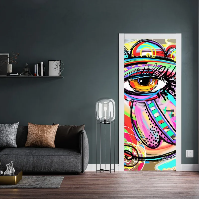 Naklejka na drzwi żywe abstrakcyjne oko w stylu pop art – Wallissimo® Naklejka na drzwi żywe abstrakcyjne oko w stylu pop art – Wallissimo®