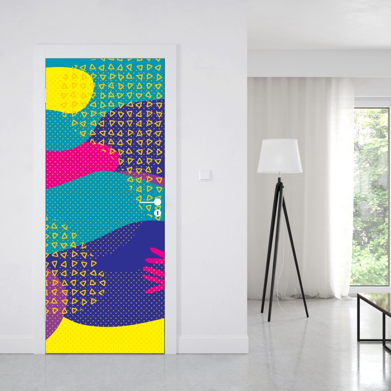 Naklejka na drzwi żywy abstrakcyjny wzór tropikalny – Wallissimo® Naklejka na drzwi żywy abstrakcyjny wzór tropikalny – Wallissimo®