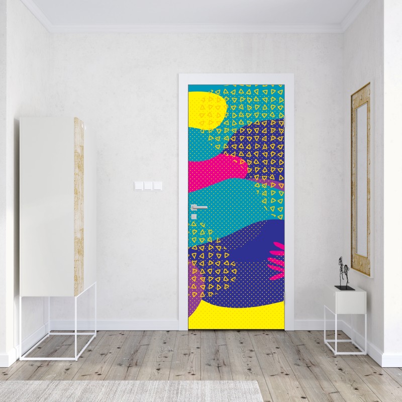 Naklejka na drzwi żywy abstrakcyjny wzór tropikalny – Wallissimo® Naklejka na drzwi żywy abstrakcyjny wzór tropikalny – Wallissimo®