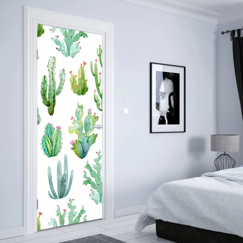 Naklejka na drzwi niebieskie peonie w stylu botanicznym – Wallissimo®