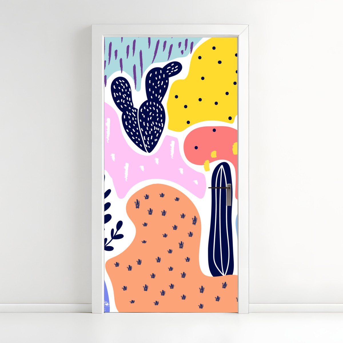 Door sticker playful abstract botanical pattern